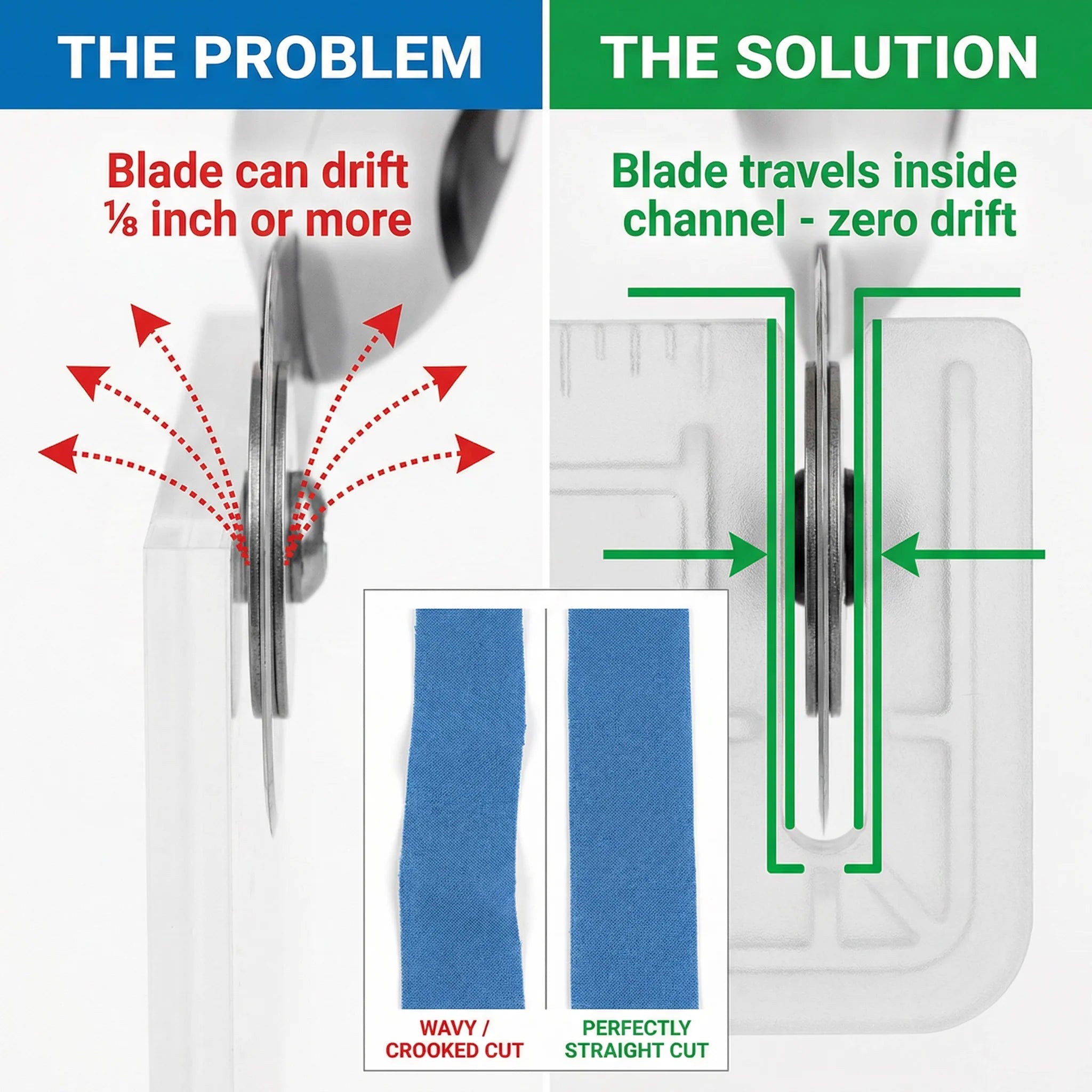 The problem vs the solution: blade drift vs channel